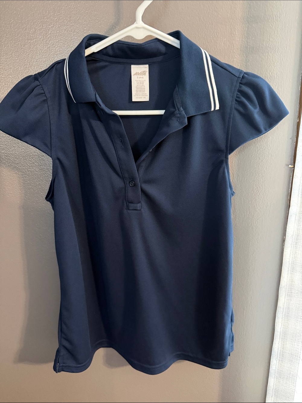 Avia Navy Short-Sleeve Polo with White Collar Stripes